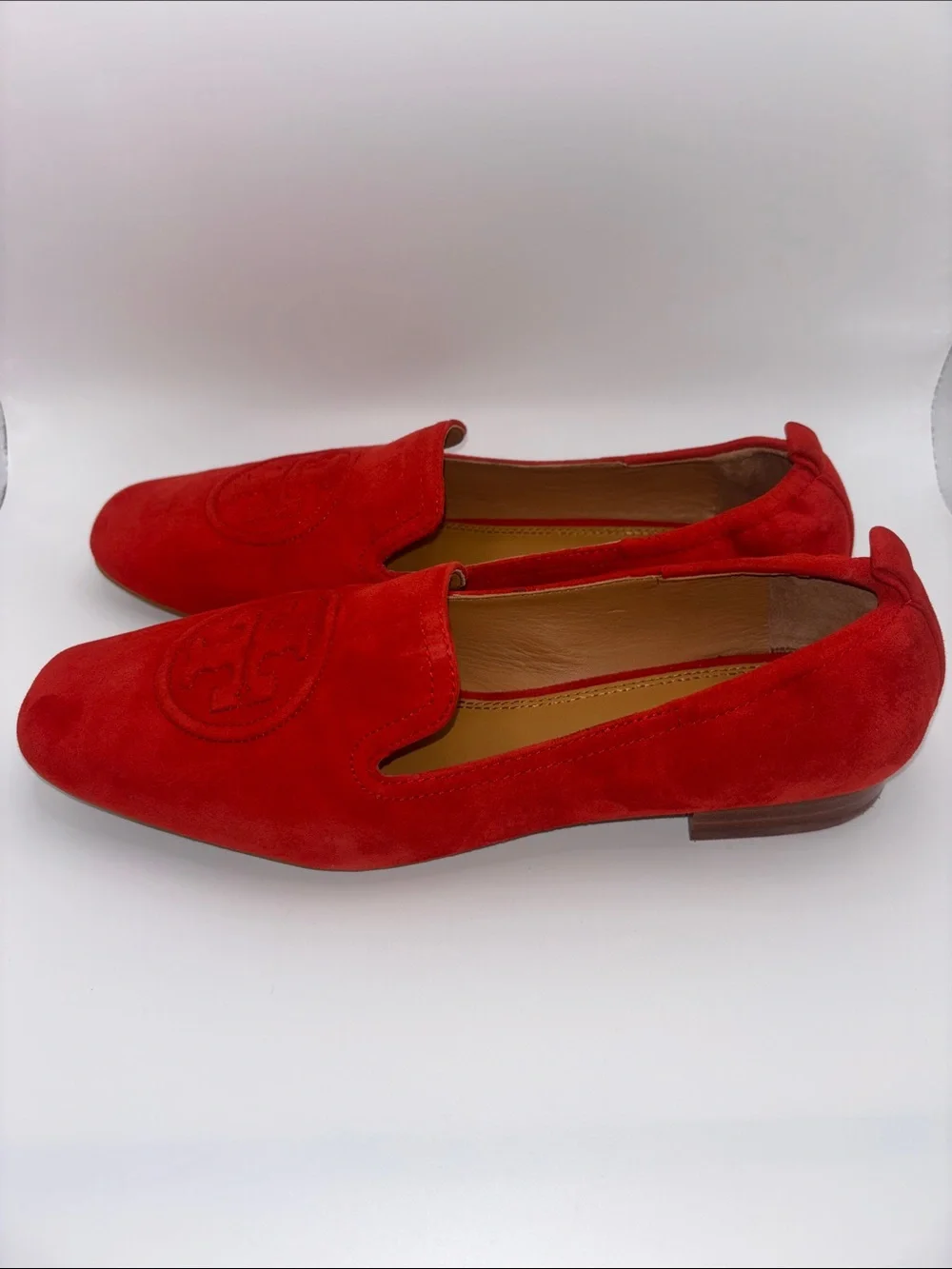 Tory Burch Red Suede Logo Loafers